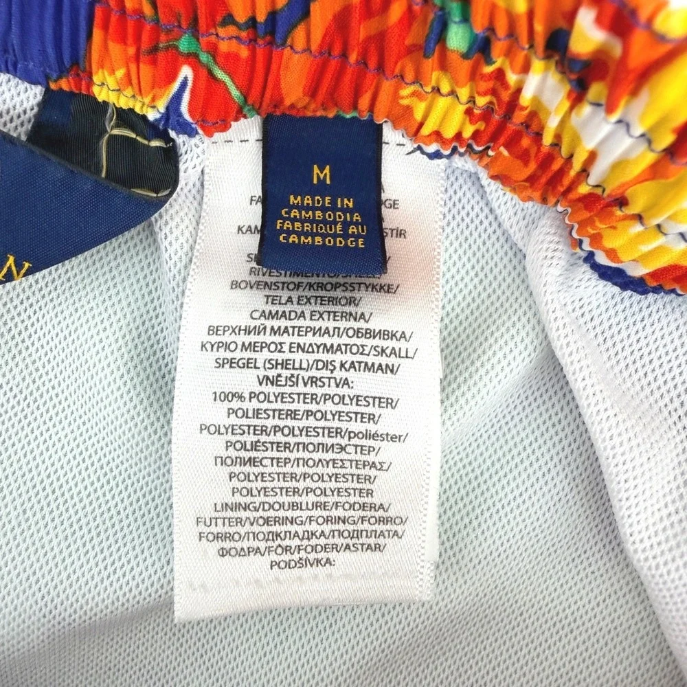 Polo Ralph Lauren Swim Trunks Mens M Blue Floral Tropical Hibiscus Beachwear